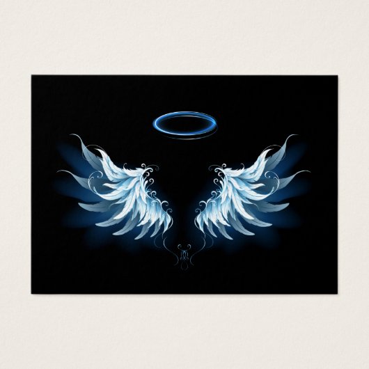 Blue Glowing Angel Wings on black background (Front)