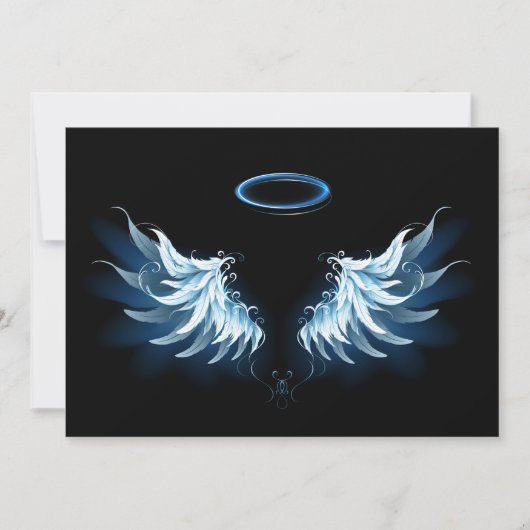 Blue Glowing Angel Wings on black background (Front)