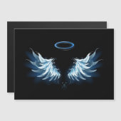 Blue Glowing Angel Wings on black background (Front/Back)