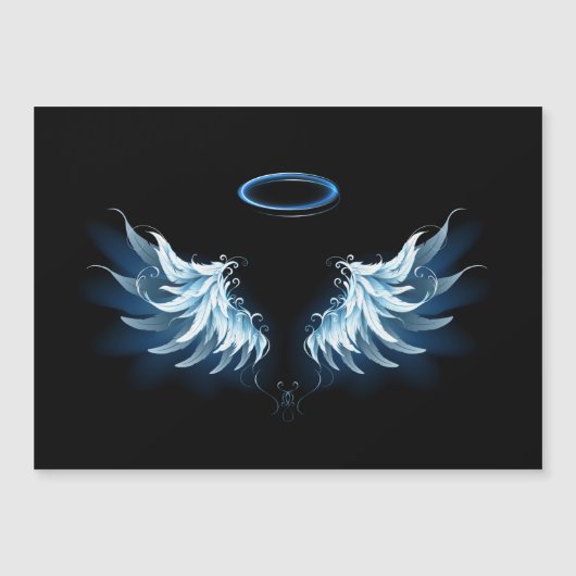 Blue Glowing Angel Wings on black background (Front)