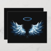 Blue Glowing Angel Wings on black background (Front/Back)