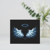 Blue Glowing Angel Wings on black background (Standing Front)