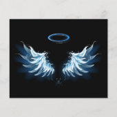 Blue Glowing Angel Wings on black background (Front)