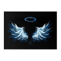 Blue Glowing Angel Wings on black background