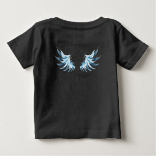 Blue Glowing Angel Wings on black background Baby T-Shirt