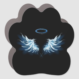 Blue Glowing Angel Wings on black background Car Magnet