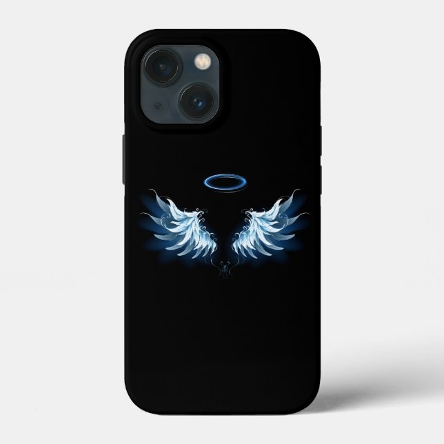 Blue Glowing Angel Wings on black background Case-Mate iPhone Case (Back)