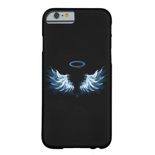 Blue Glowing Angel Wings on black background Barely There iPhone 6 Case