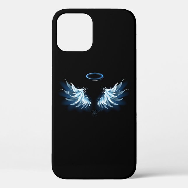 Blue Glowing Angel Wings on black background Case-Mate iPhone Case (Back)