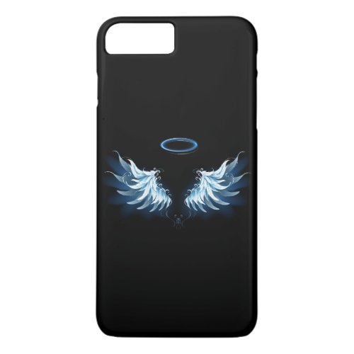 Blue Glowing Angel Wings on black background iPhone 8 Plus7 Plus Case