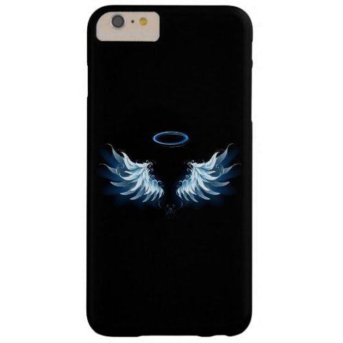 Blue Glowing Angel Wings on black background Barely There iPhone 6 Plus Case