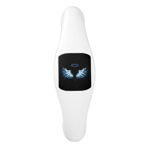 Blue Glowing Angel Wings on black background Ceramic Cabinet Pull