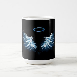 Blue Glowing Angel Wings on black background Color Morph Mug