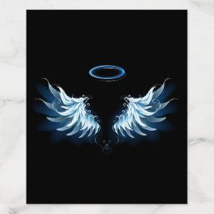 Blue Glowing Angel Wings on black background Envelope Liner