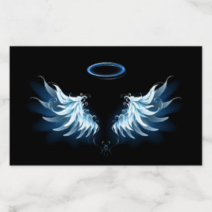 Blue Glowing Angel Wings on black background Envelope Liner