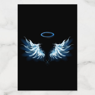 Blue Glowing Angel Wings on black background Envelope Liner