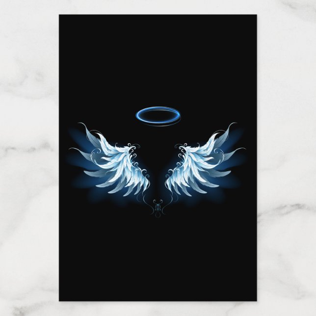 Blue Glowing Angel Wings on black background Envelope Liner (Design)
