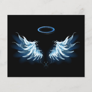 Blue Glowing Angel Wings on black background Flyer