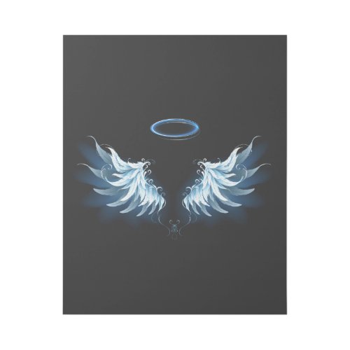 Blue Glowing Angel Wings on black background Gallery Wrap