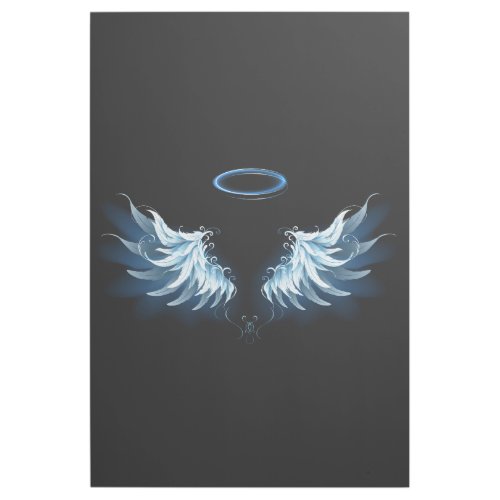 Blue Glowing Angel Wings on black background Gallery Wrap