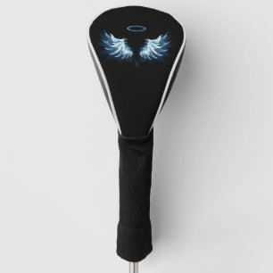 Blue Glowing Angel Wings on black background Golf Head Cover
