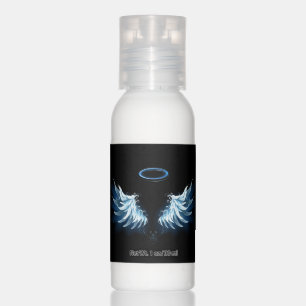 Blue Glowing Angel Wings on black background Hand Lotion