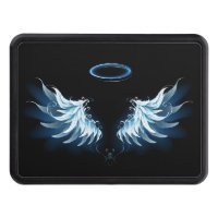 Blue Glowing Angel Wings on black background