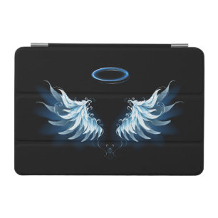 Blue Glowing Angel Wings on black background iPad Mini Cover