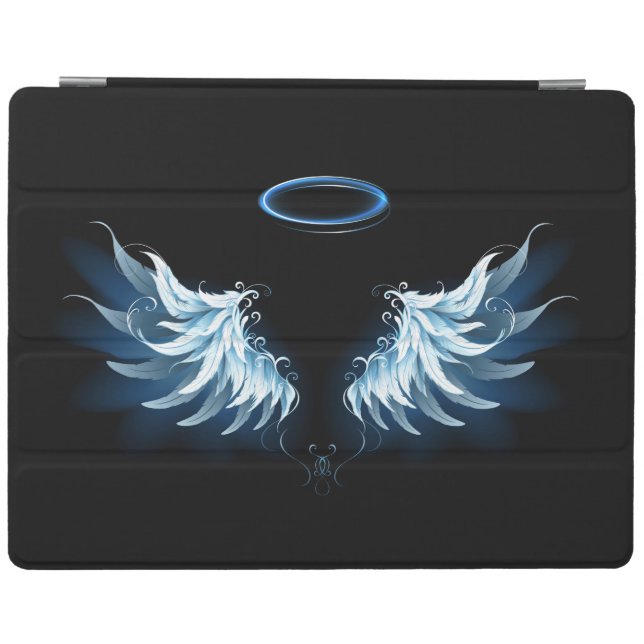 Blue Glowing Angel Wings on black background iPad Smart Cover (Horizontal)