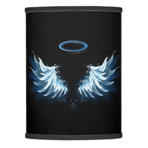 Blue Glowing Angel Wings on black background Lamp Shade