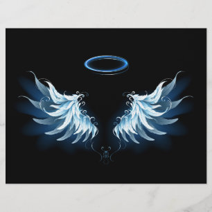 Blue Glowing Angel Wings on black background Letterhead