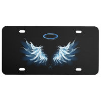 Blue Glowing Angel Wings on black background