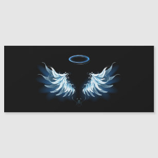 Blue Glowing Angel Wings on black background Magnetic Invitation