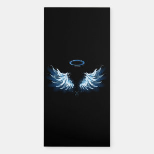 Blue Glowing Angel Wings on black background Magnetic Notepad