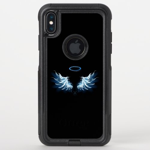 Blue Glowing Angel Wings on black background OtterBox Commuter iPhone XS Max Case