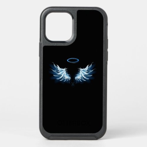 Blue Glowing Angel Wings on black background OtterBox Symmetry iPhone 12 Case