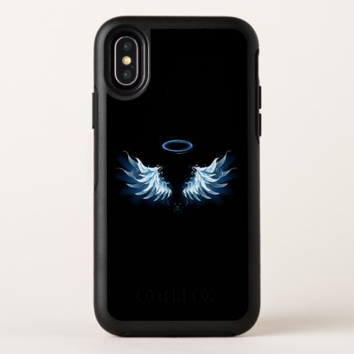 Blue Glowing Angel Wings on black background OtterBox Symmetry iPhone XS Case