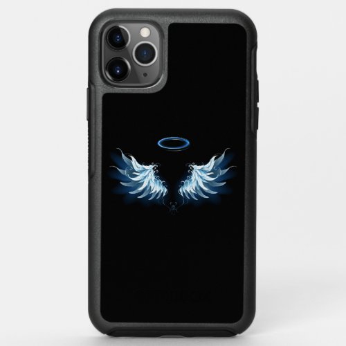 Blue Glowing Angel Wings on black background OtterBox Symmetry iPhone 11 Pro Max Case