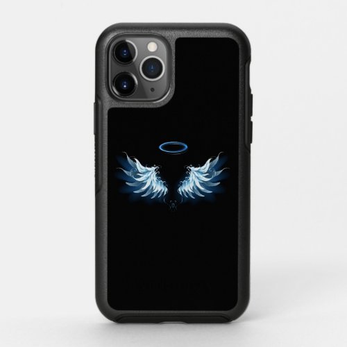 Blue Glowing Angel Wings on black background OtterBox Symmetry iPhone 11 Pro Case