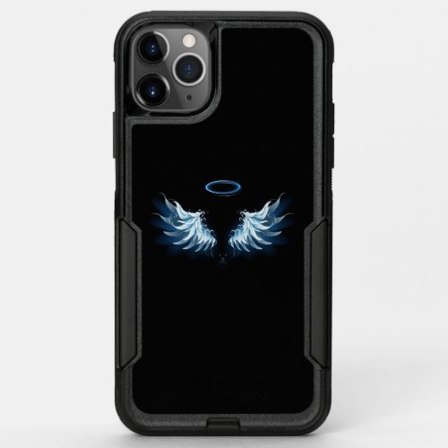 Blue Glowing Angel Wings on black background OtterBox Commuter iPhone 11 Pro Max Case