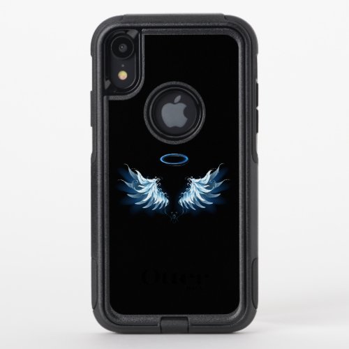 Blue Glowing Angel Wings on black background OtterBox Commuter iPhone XR Case