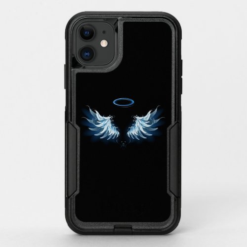 Blue Glowing Angel Wings on black background OtterBox Commuter iPhone 11 Case