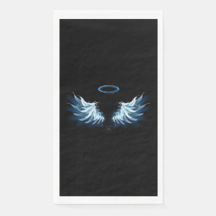Blue Glowing Angel Wings on black background Paper Guest Towels