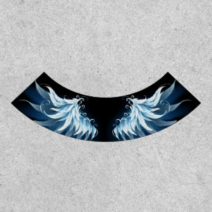 Blue Glowing Angel Wings on black background Patch