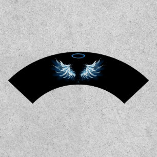 Blue Glowing Angel Wings on black background Patch