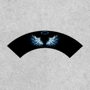 Blue Glowing Angel Wings on black background Patch