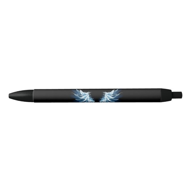 Blue Glowing Angel Wings on black background Pen (Front)