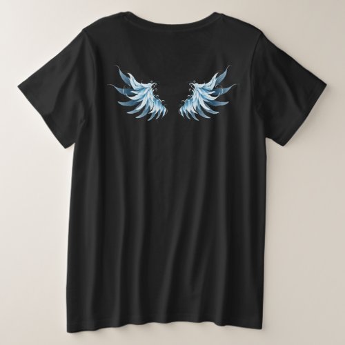 Blue Glowing Angel Wings on black background Plus Size T_Shirt