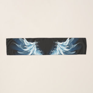 Blue Glowing Angel Wings on black background Scarf