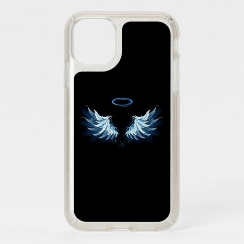 Blue Glowing Angel Wings on black background Speck iPhone 11 Case